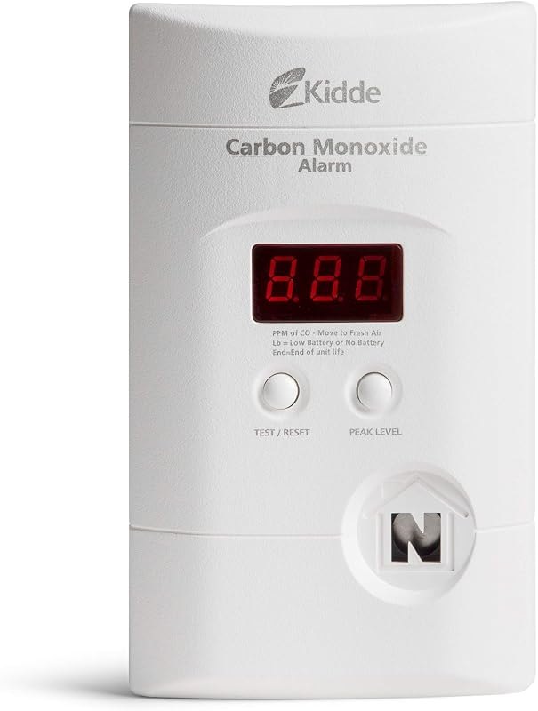 Kidde Carbon Monoxide Detector, Plug-In with 9V Battery Backup, Digital Display, 85 dB Alarm, LED Status Light