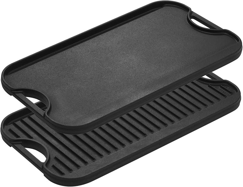 Lodge Pro-Grid Reversible Grill/Griddle, PFAS-Free, 20 x 10.5 Inches — griddle for best cast iron skillet best rated