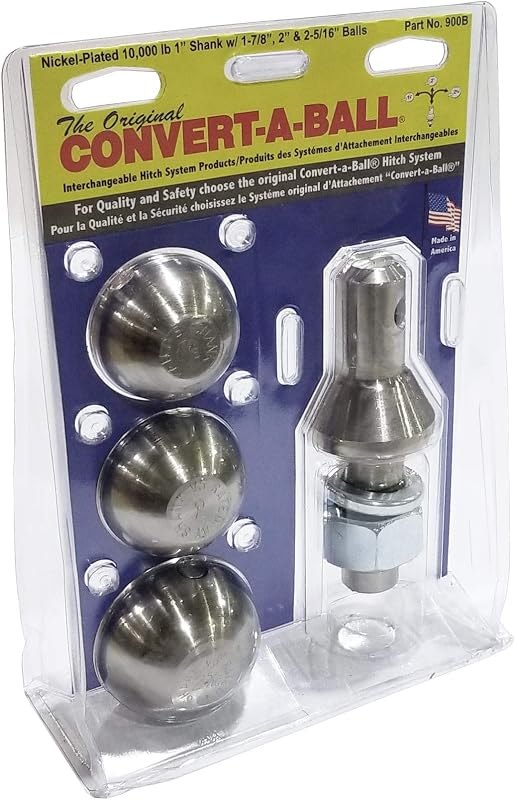 Convert-A-Ball 900B Nickel-Plated Shank with 3 Balls - 1" — best-trailer-hitch for trailer hitch no subscription