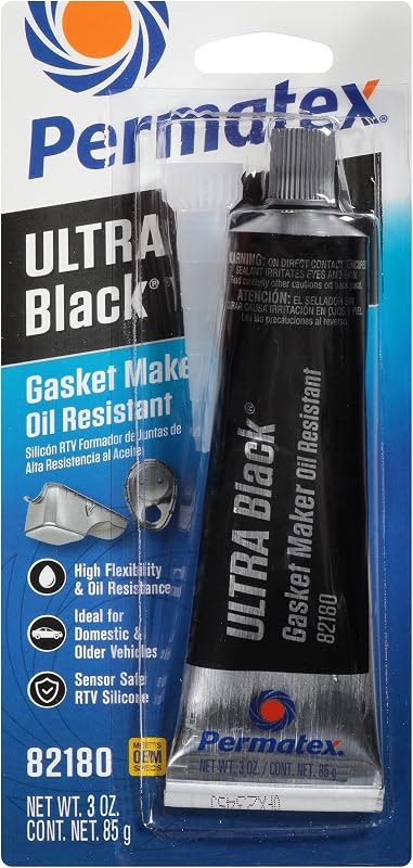 Permatex 82180 Ultra Black Maximum Oil Resistance RTV Silicone Gasket Maker, Sensor Safe and Non-Corrosive, for High
