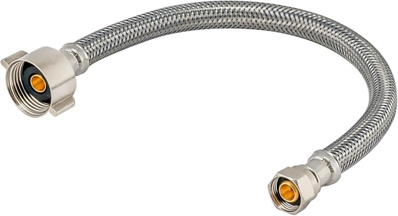 Eastman 16 Inch Steel-Flex Toilet Connector, Braided Stainless Steel Supply Line with 7/8 in Ballcock x 3/8 in
