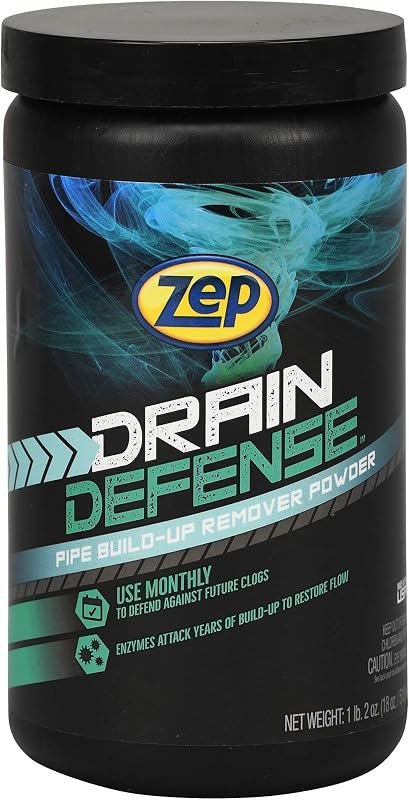 Zep Drain Defense Enzymatic Drain Cleaner Powder - 18 Ounces - ZDC16 - Safe for Pipes and Septic Systems, Pack of 1