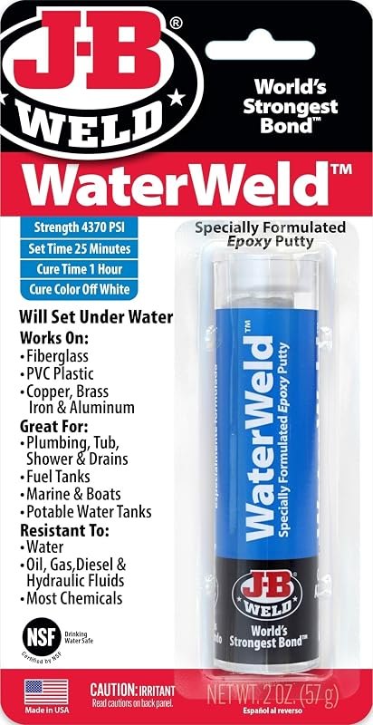 J-B Weld 8277 WaterWeld Epoxy Putty Stick - 2 oz. — best-pond-leak-sealer for pond leak sealer compact small