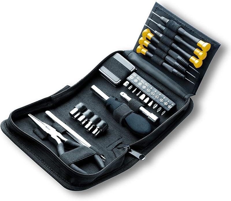 Mini Tool Set, 25 pc Tool Kit, Precision Screwdriver Set, Long Reach Tweezers, Needle Nose Pliers, Sockets with Driver