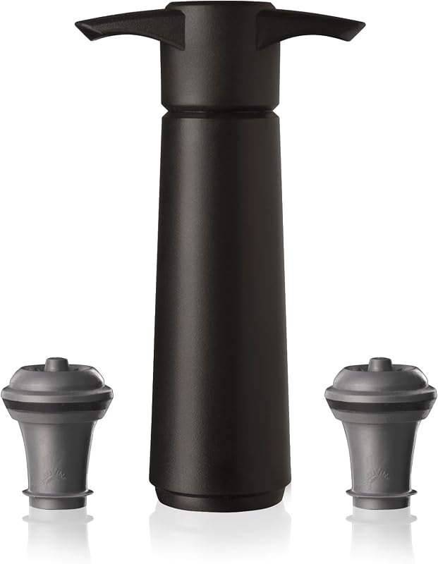 Vacu Vin Original Wine Pump - 2 Vacuum Wine Stoppers - Wine Saver - Black