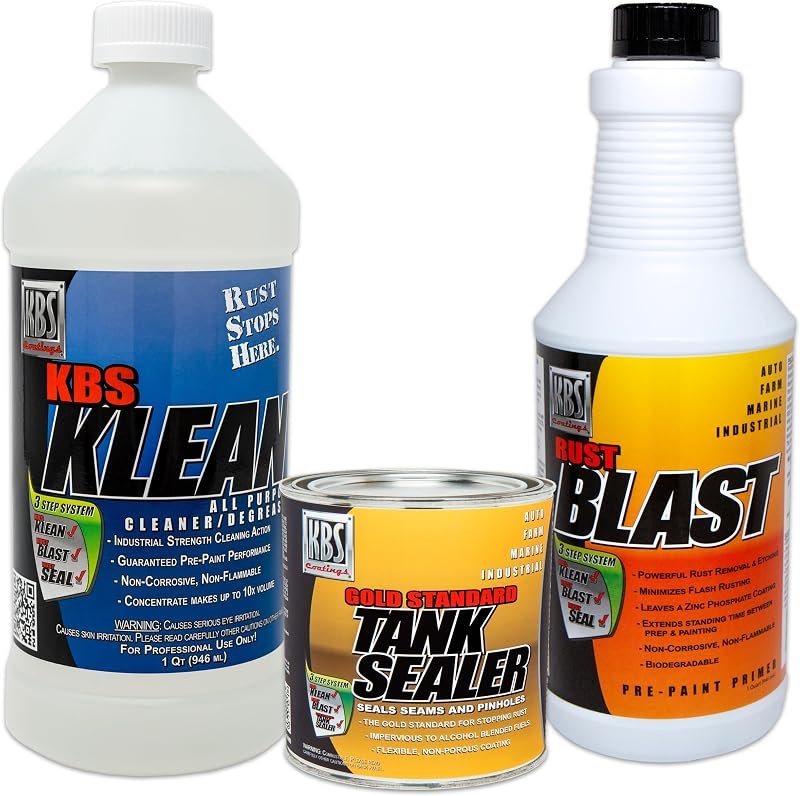 KBS Coatings 52000 Cycle Tank Sealer Kit, Complete Kit - Seals Up To 5 Gallon Tank, Lightly Pigmented Silver —