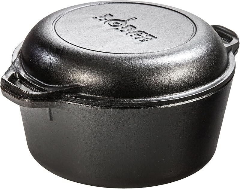 Cast Iron Double Dutch Oven, 2-in-1 Pot and Skillet Combo, 5 Quart — combo cooker for best cast iron skillet