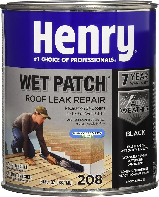 Henry HE208030 Roof Cement — wet dry roof patch for roof leak tape under 30 budget