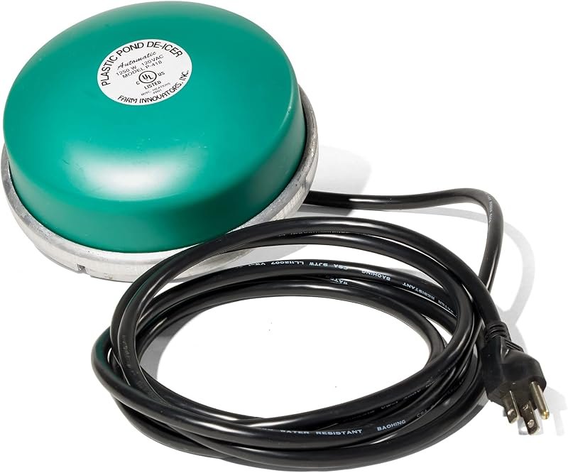 Farm Innovators 1250 Watts 7.5 Inch Cast Aluminum Floating Outdoor Pond De Icer Heater with Built in Thermostat