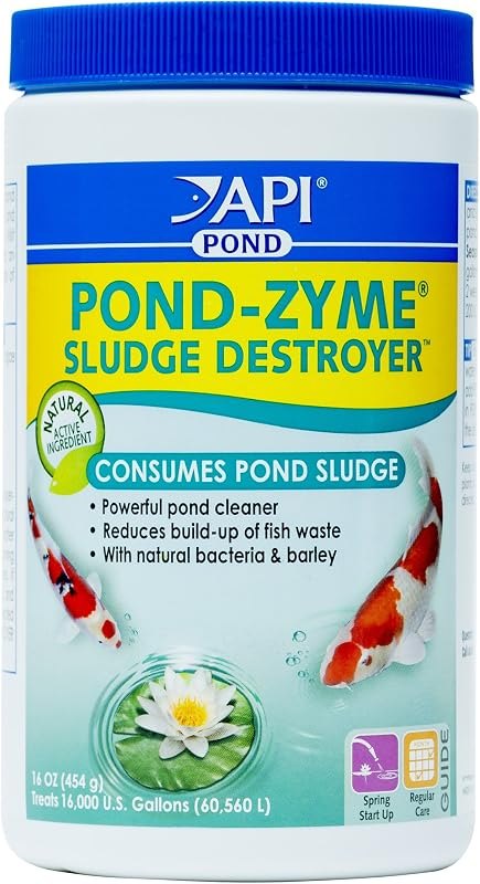 API POND-ZYME SLUDGE DESTROYER (1 Pound) Pond Cleaner with Natural Pond Bacteria - Up to 16,000 Gallons - Reduces Fish
