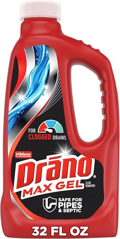 Drano Max Gel Drain Clog Remover & Cleaner, Safe for All Pipes/Septic, 32oz — septic safe drain for enzyme drain