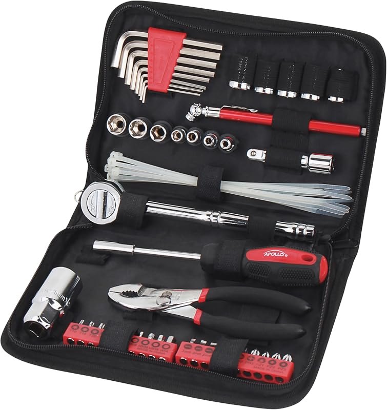 Apollo Tools 56 Piece Compact SAE Auto Tool Set, Red DT9774 — Motorcycle kit for motorcycle