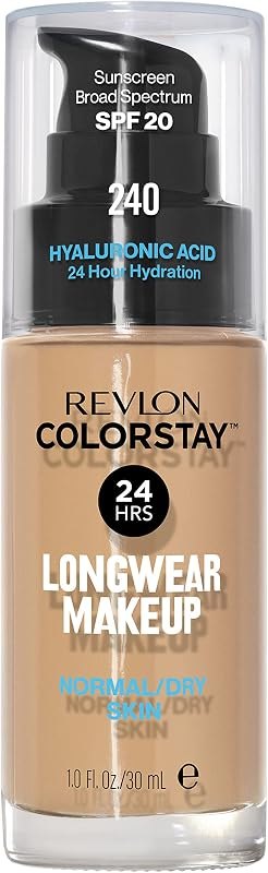 Revlon Colorstay Longwear Makeup Normal/Dry, 240 Medium Beige, 1 fl oz — non comedogenic foundation heavy dut for non