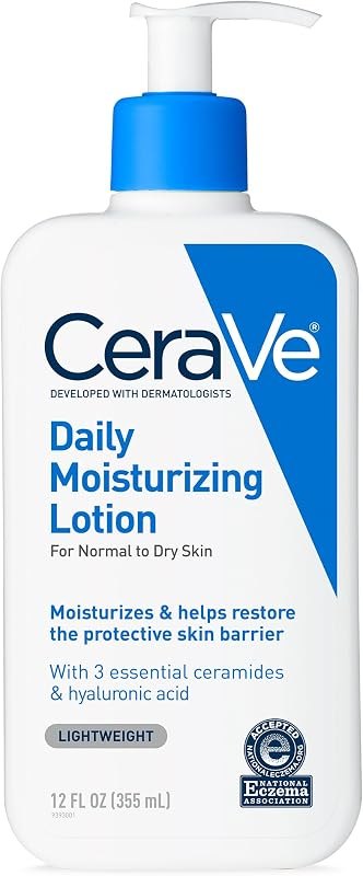 CeraVe Daily Moisturizing Lotion, Face and Body Lotion, Skin care, 12oz — non comedogenic moisturizer heavy du for non