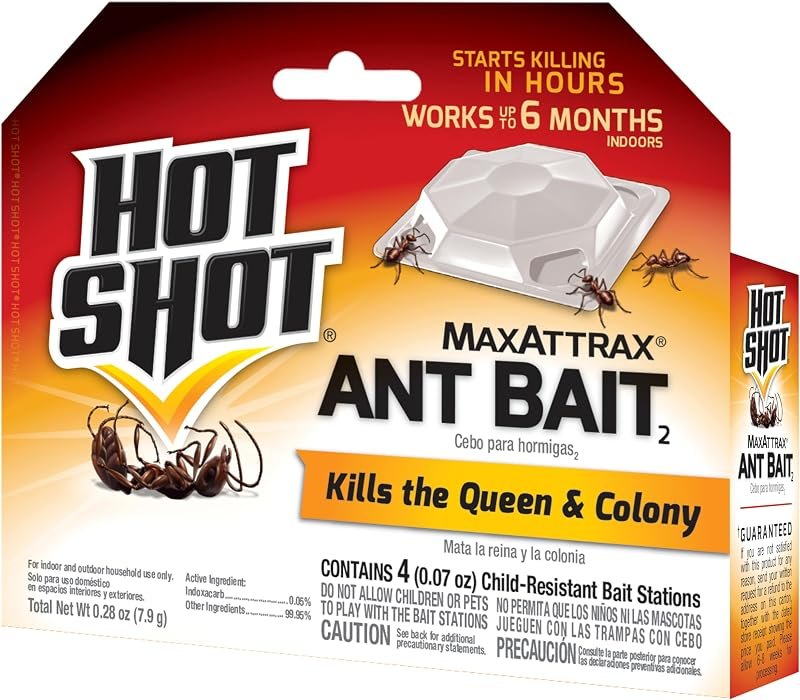 Hot Shot MaxAttrax Ant Bait 4 Count, Child-Resistant Bait Stations — ant bait stations pack for ant bait stations