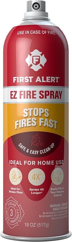 First Alert EZ Fire Spray, Extinguishing Aerosol Spray — stove fire suppression for fire blanket kitchen under 30 budget