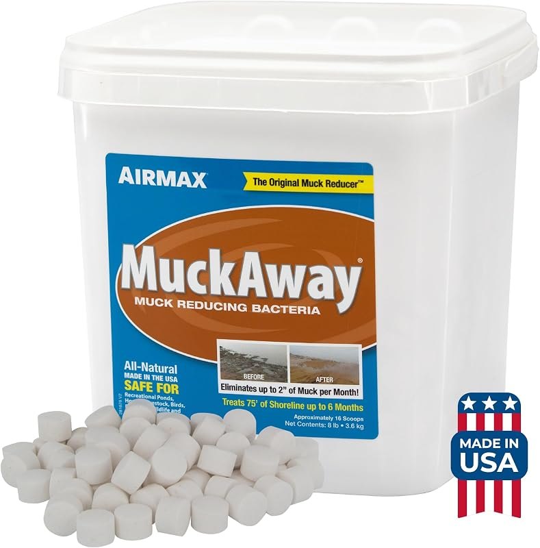 Airmax MuckAway Bacteria Enzyme Tablets for Ponds & Lakes, 16 Scoops — sludge remover pond for pond beneficial