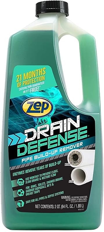 Zep Drain Defense Pipe Build-Up Remover - 64 Ounces - ZLDC648 - Professional Strength Liquid Pipe Build Up