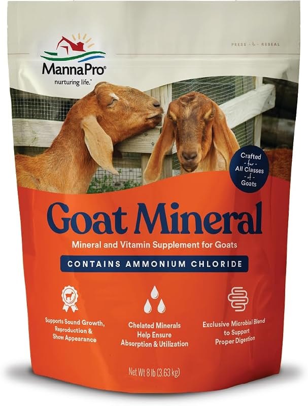 Manna Pro Goat Mineral Supplement, Essential Vitamins & Minerals for Growth & Development, Includes Ammonium Chloride