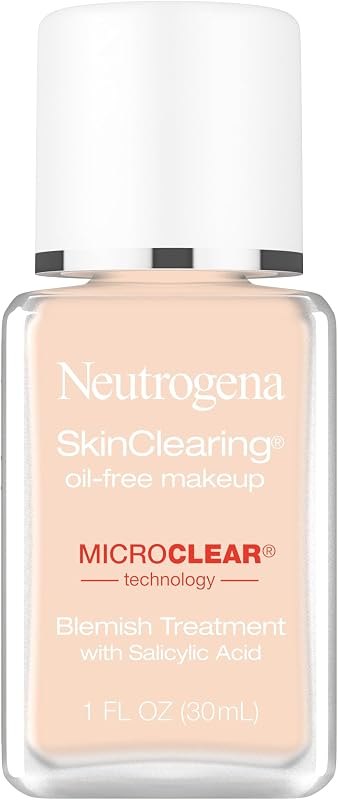 Neutrogena SkinClearing Liquid Foundation, 10 Classic Ivory, 1 fl oz — non comedogenic foundation for non comedogenic