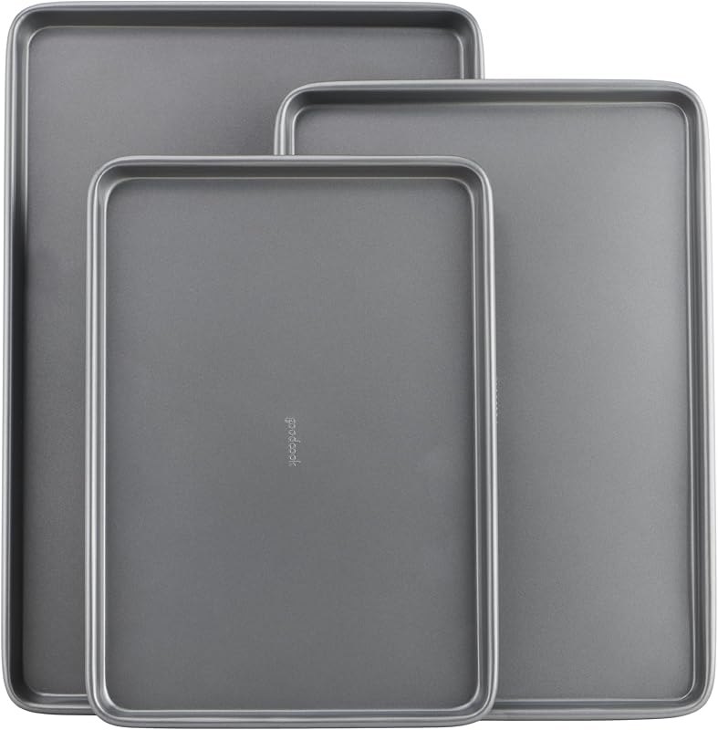 GoodCook Everyday Nonstick Baking Sheet Set, 3 Pack Includes Small (13×9) Medium (15×1) and Large (17×11) Pans Carbon