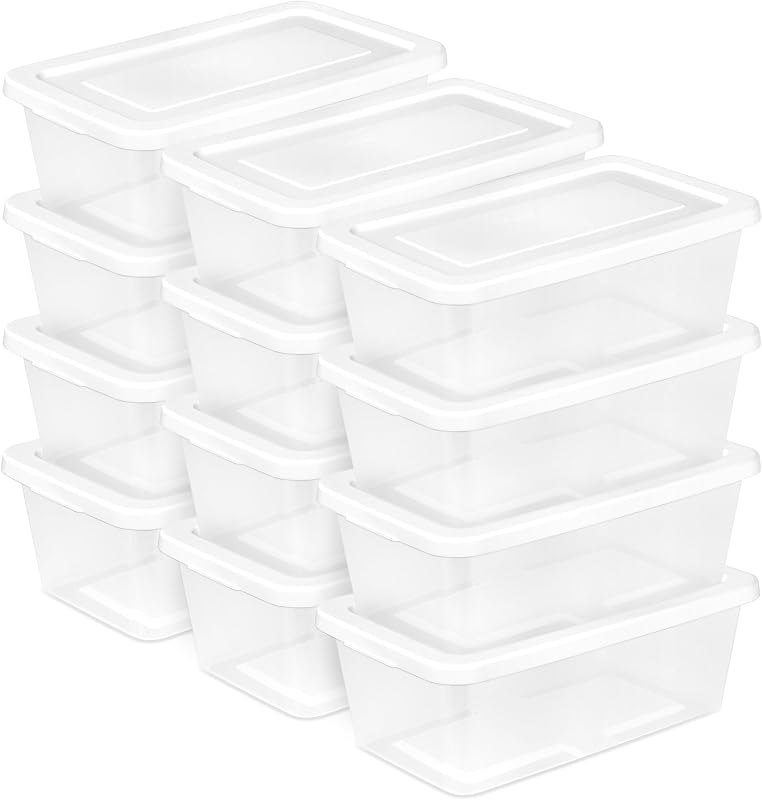 Sterilite Storage Boxes, Stackable Clear Plastic Bins, 6 Quart, 12-Pack — best clear storage bins with lids for clear