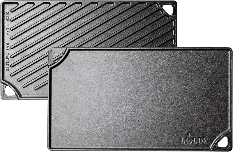 Lodge Reversible Cast Iron Grill/Griddle Pan, 16.75 x 9.5 Inches — griddle for best cast iron skillet under 40
