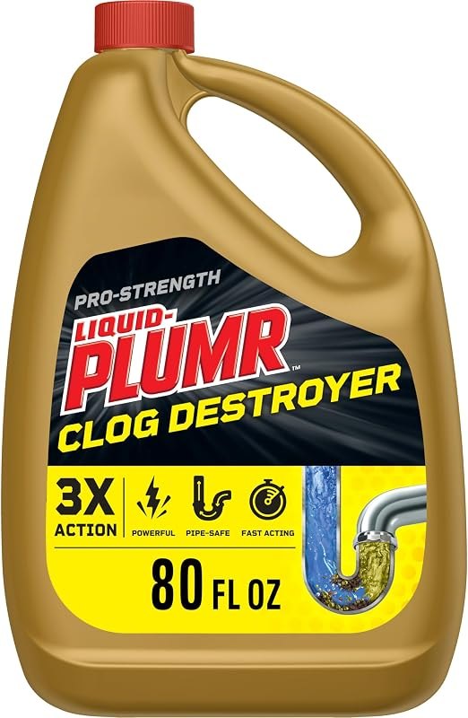 Liquid-Plumr Pro-Strength Full Clog Destroyer, Bathroom & Kitchen Sinks, Shower and Tub Drain, Safe for Pipes, Liquid