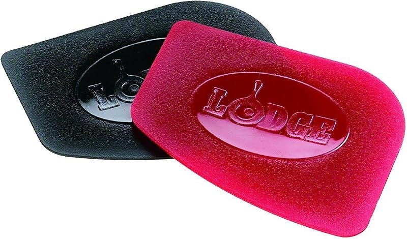 Lodge Cast Iron Pan Scrapers, 2 Pack, Red and Black — scraper for best cast iron skillet