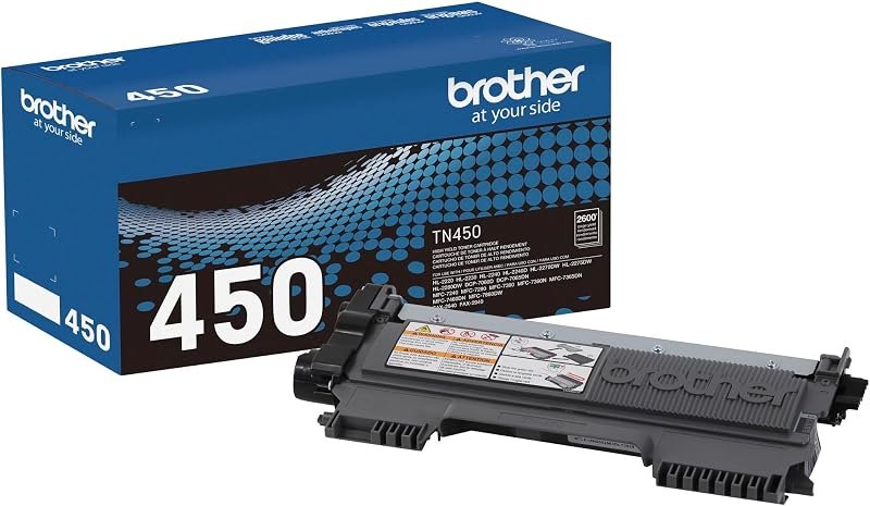 Brother Genuine High Yield Toner Cartridge, TN450, Replacement Black Toner, Page Yield Up To 2,600 Pages — toner for