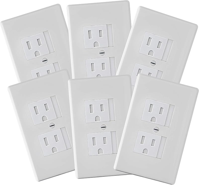 6-Pack Safety Innovations Self-Closing Outlet Covers (For Center Screw Outlets Only) - Measures 3"Wide x 4.75"High-An