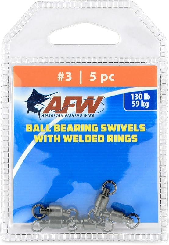 AFW Solid Brass Ball Bearing Snap Fishing Swivels, #2-10, 65lb - 660lb Test — fishing swivels no leak for fishing