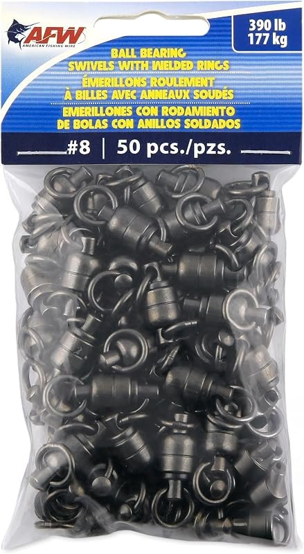 AFW Solid Brass Ball Bearing Snap Fishing Swivels, #2-10, 65lb - 660lb Test — fishing swivels for fishing swivels