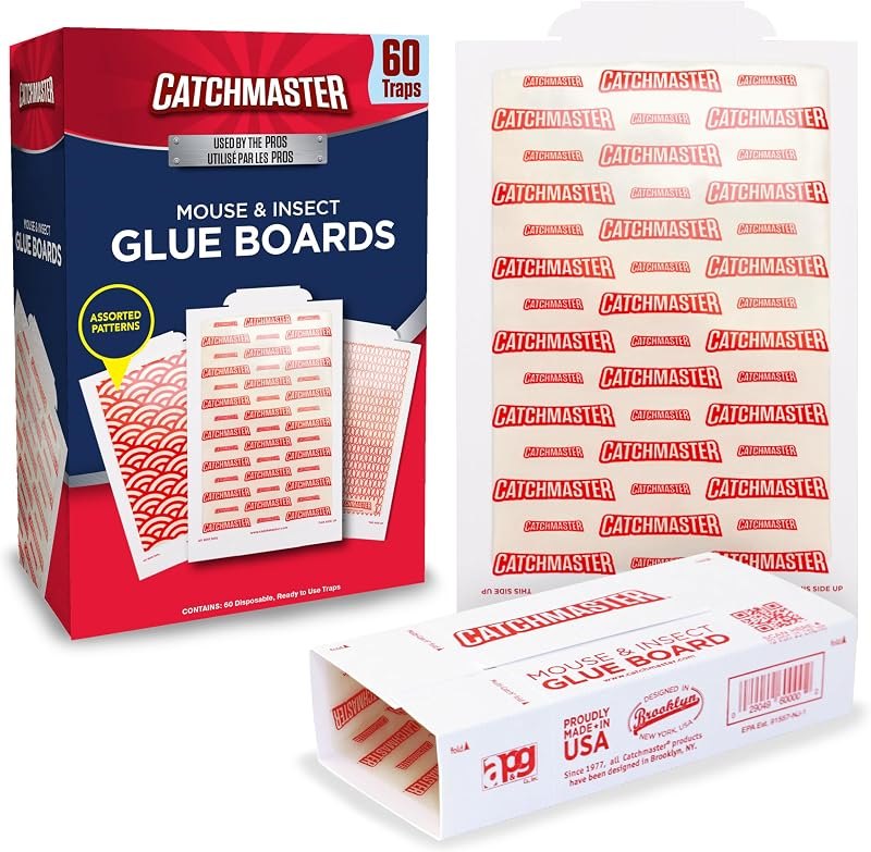 Catchmaster Extra Sticky Glue Traps 60pk, XL Glue Boards for Mice & Insects — no see mouse trap pack for no see mouse