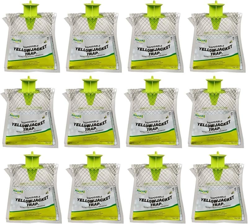 RESCUE! Disposable Yellowjacket Trap - Mountain & Pacific Formula - 12 Traps — yellow jacket trap pack for yellow