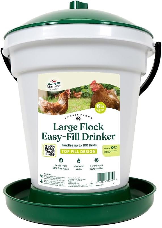 Harris Farms Easy-Fill Poultry Drinker, NO BPA Plastic, 6.25 Gallon — poultry waterer for chicken nipple waterer under