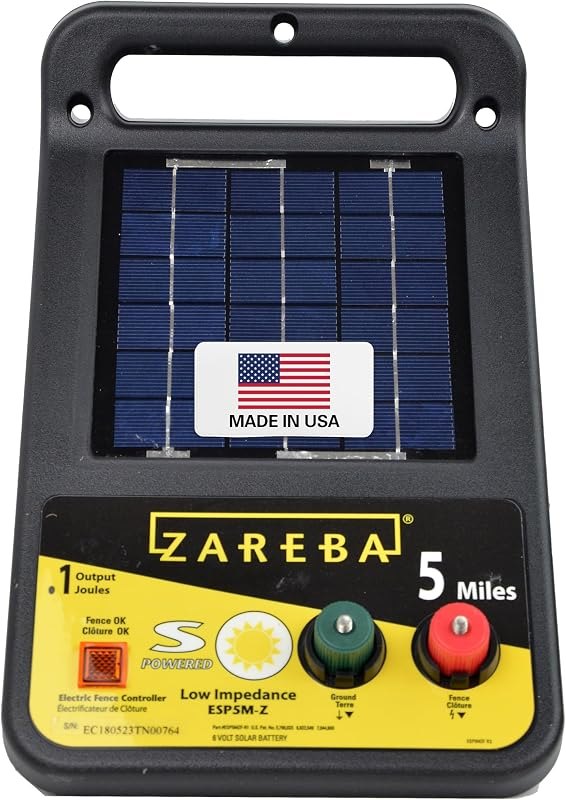 Zareba Solar Electric Fence Charger, 5 Mile Range Low Impedance Energizer