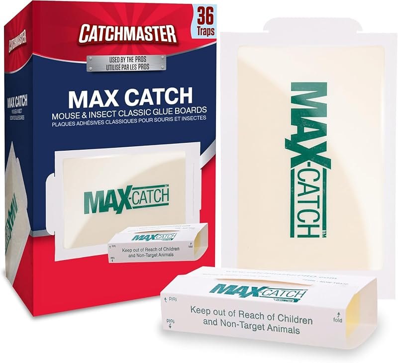 Catchmaster Max-Catch Glue Traps 36pk, Sticky Mouse Traps Indoor for Home — no see mouse trap pack for no see mouse
