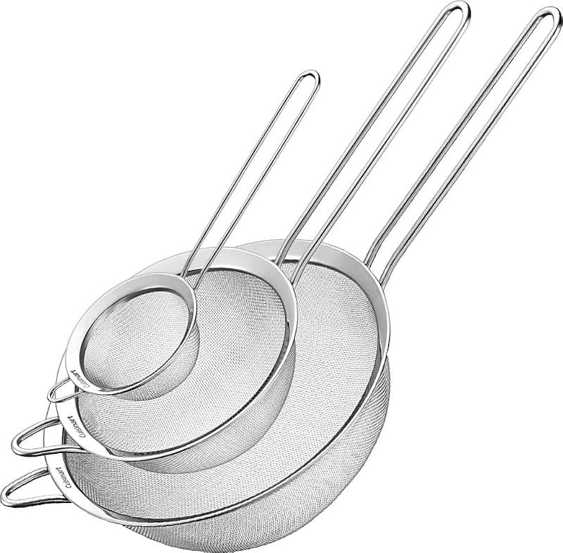 Cuisinart Mesh Strainers, Stainless Steel, Dishwasher Safe, 3-Count — sauce strainer for food mill durable heavy duty