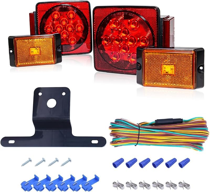 MAXXHAUL 70205 Trailer Light Kit - 12V All LED, Left and Right Waterproof Submersible for Trailers, Boat Trailer Truck