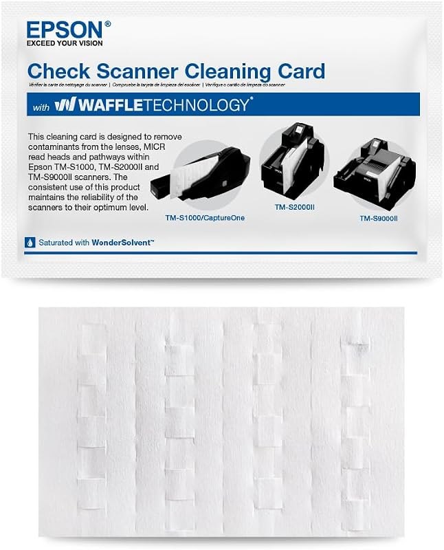 Epson Waffletechnology® Cleaning Cards for Check Scanners (15 Pack) — best Maintenance tools like antiviru for