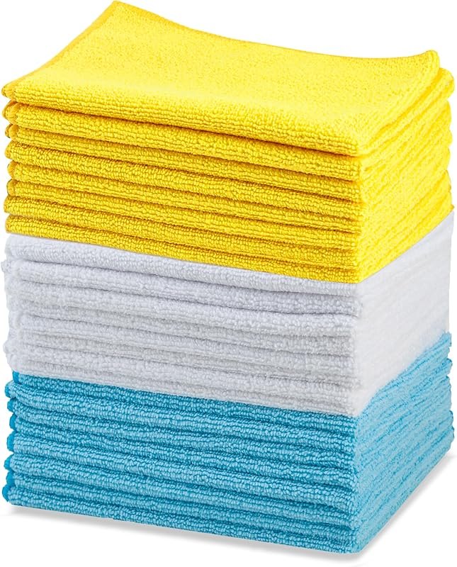 Amazon Basics Microfiber Cleaning Cloths, Ultra Absorbent, Lint Free, Streak Free, Non-Abrasive, Reusable and