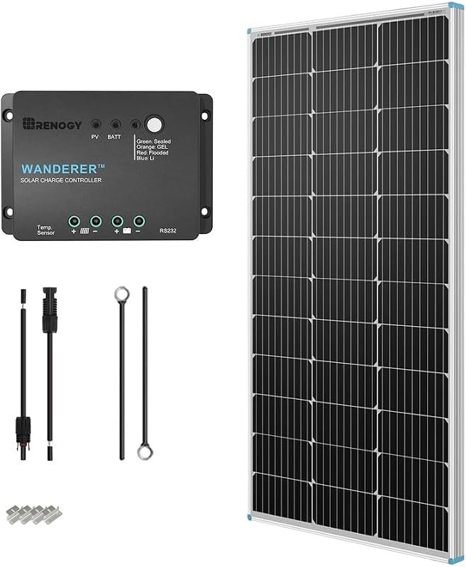 Renogy 100W 12V Solar Panel Starter Kit with 30A PWM Controller — Off Grid refill for off grid kit