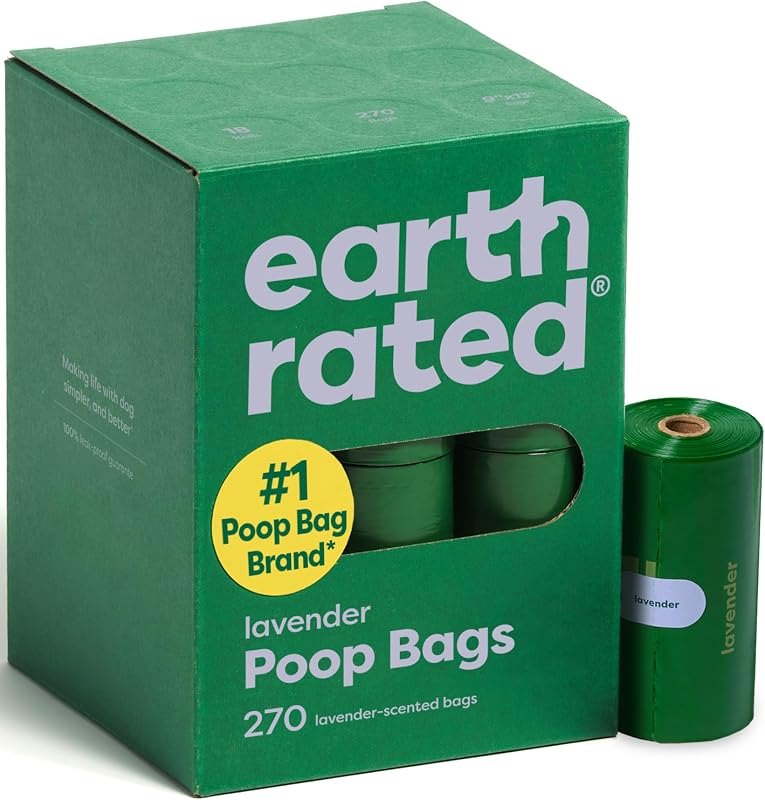 Earth Rated Dog Poop Bags on Refill Rolls, 270 Bags, Lavender — poop bags for best dog accessories best rated