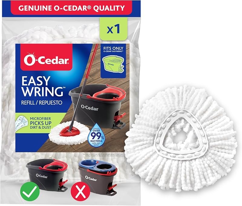 O-Cedar EasyWring Spin Mop Microfiber Refill, White Packaging May Vary — spin mop refill amazon for spin mop refill