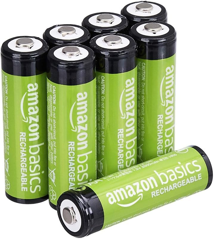 Amazon Basics 8-Pack Rechargeable AA NiMH Batteries, 2000 mAh, 1.2V, Low Self Discharge, Long-Lasting, Pre-Charged
