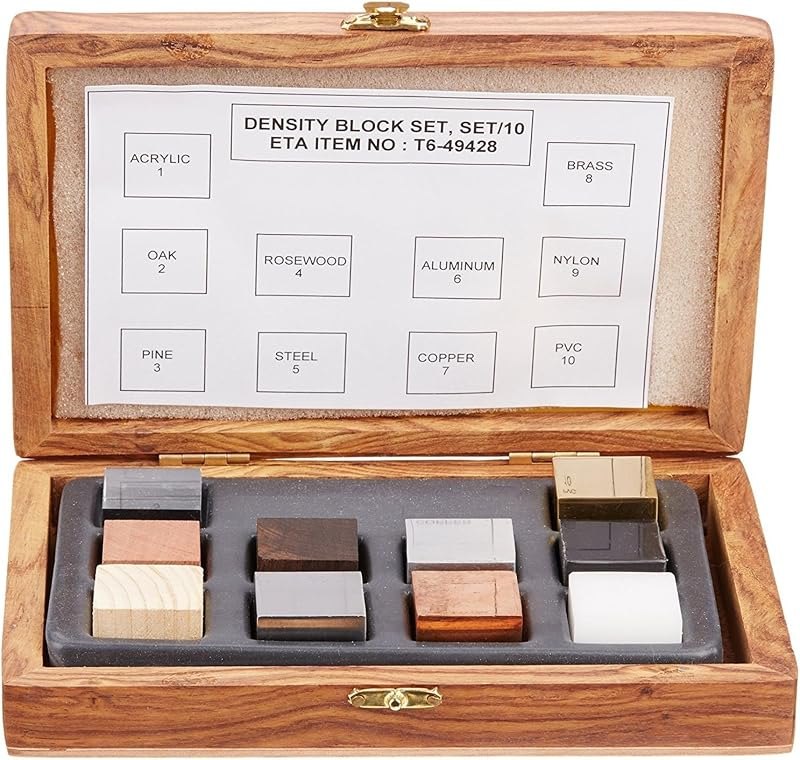 United Scientific™ Density Cube Set, 10 Materials Physics Blocks, 1 Inch — Comparisons pack for comparisons kit