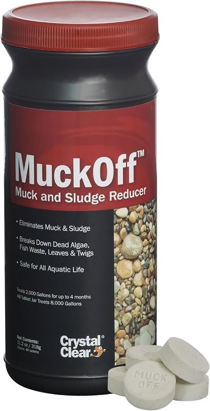 CrystalClear MuckOff Natural Pond Muck Treatment Sludge Remover, 48 Tablets — sludge remover pond for pond beneficial