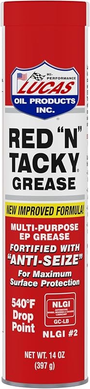 Lucas Oil 10005 Red N Tacky Grease - 14 Ounce Cartridge (Pack of 10) — grease-cartridges for grease gun