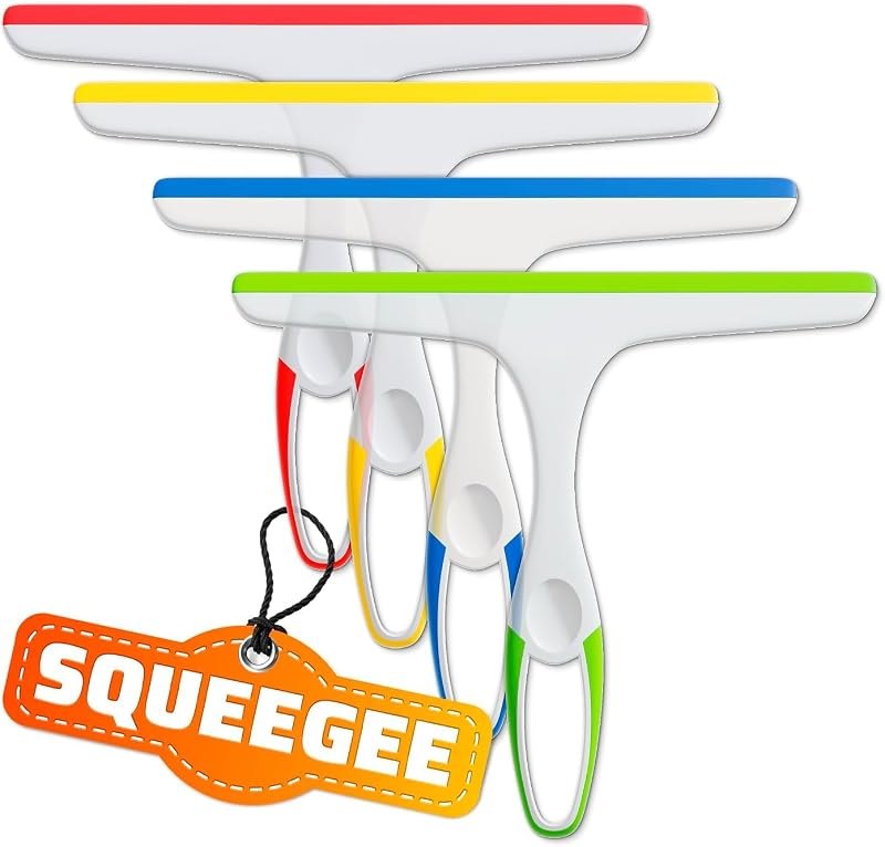 4 Pcs Hand Squeegee for Shower Glass, 9.45 in Silicone Blade — shower squeegee pack for shower squeegee durable heavy